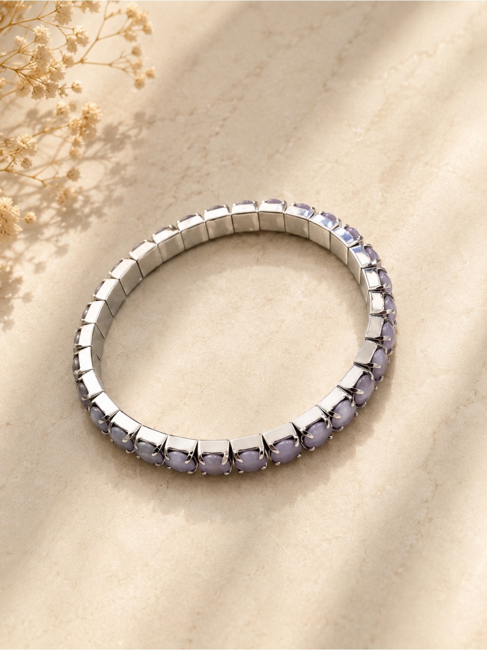 Lavender Gemstone Stretch Bracelet - Women Jewelry